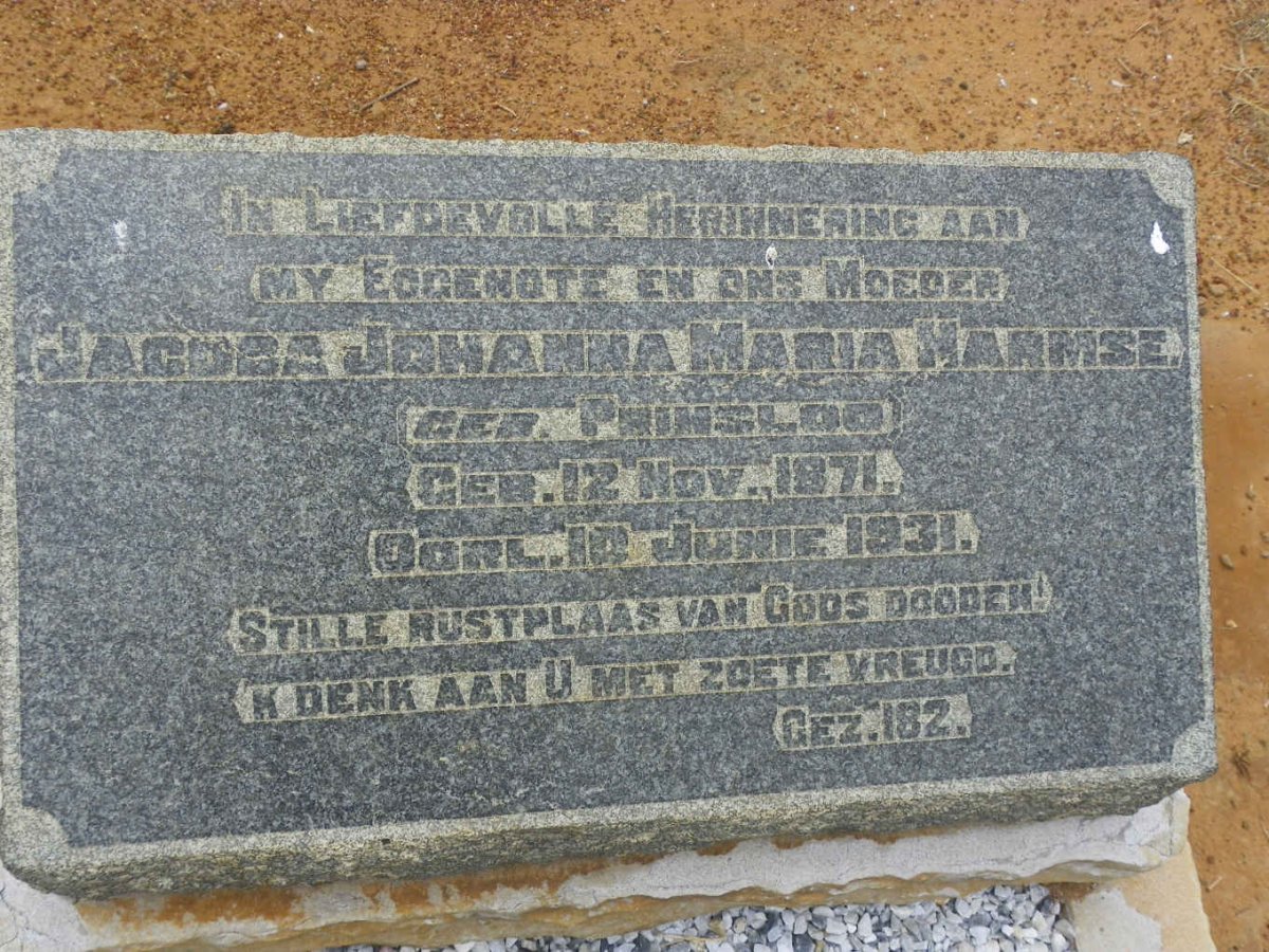 HARMSE Jacoba Johanna Maria nee PRINSLOO 1871-1931