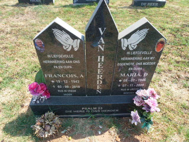 HEERDEN Francois A., van 1943-2019 &amp; Maria D. 1946-2009