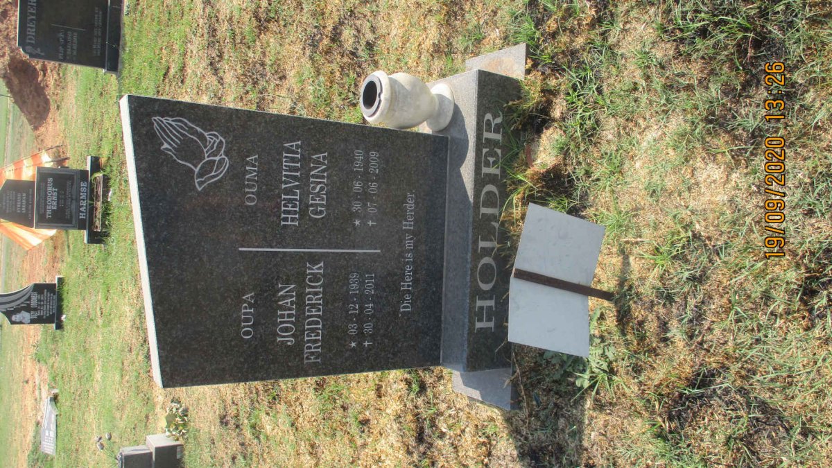 HOLDER Johan Frederick 1939-2011 &amp; Helvitia Gesina 1940-2009