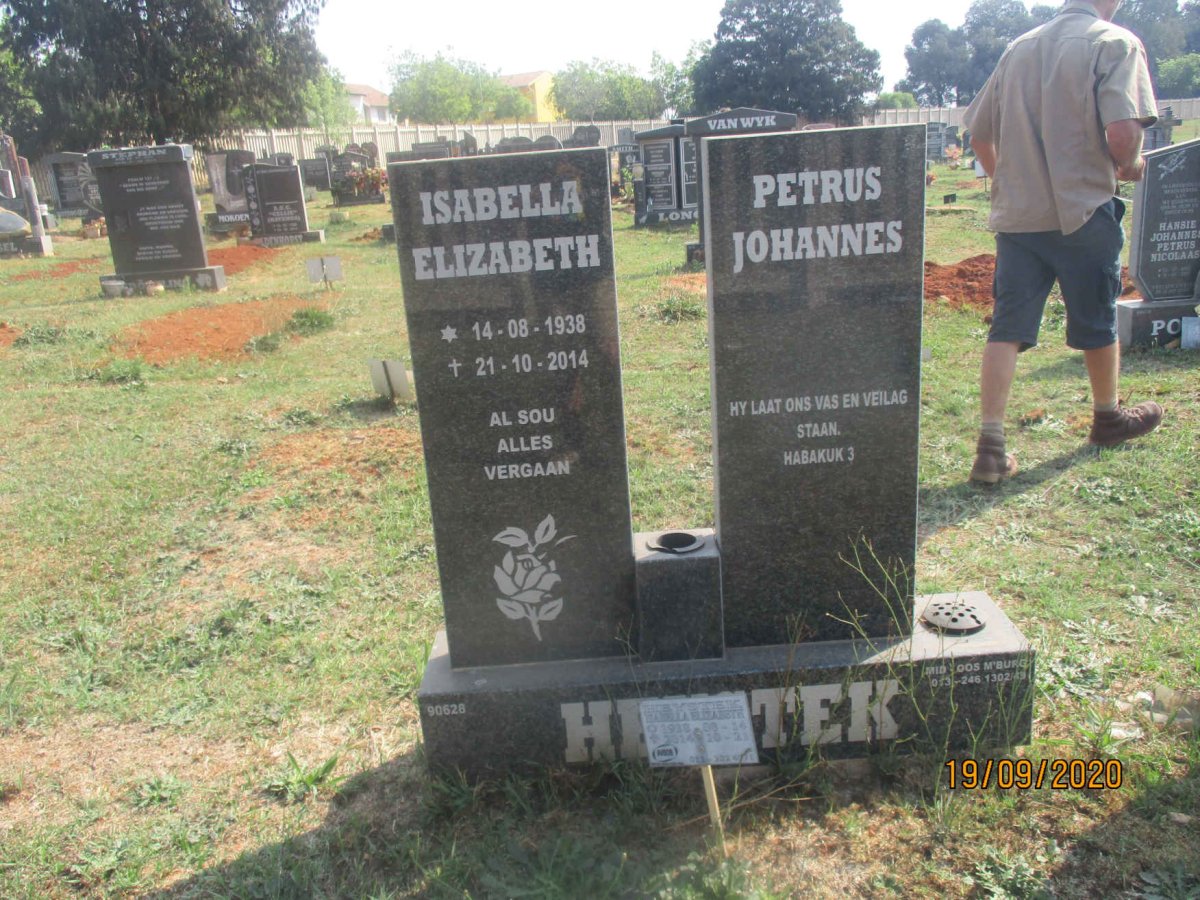 HEYSTEK Petrus Johannes  &amp; Isabella Elizabeth 1938-2014