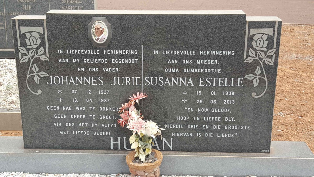 HUMAN Johannes Jurie 1927-1982 &amp; Susanna Estelle 1938-2013 #1