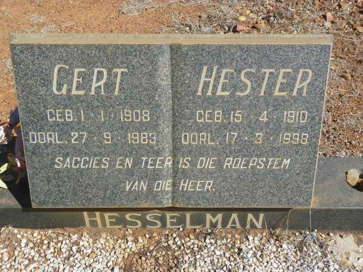 HESSELMAN Gert 1908-1983 &amp; Hester 1910-1998