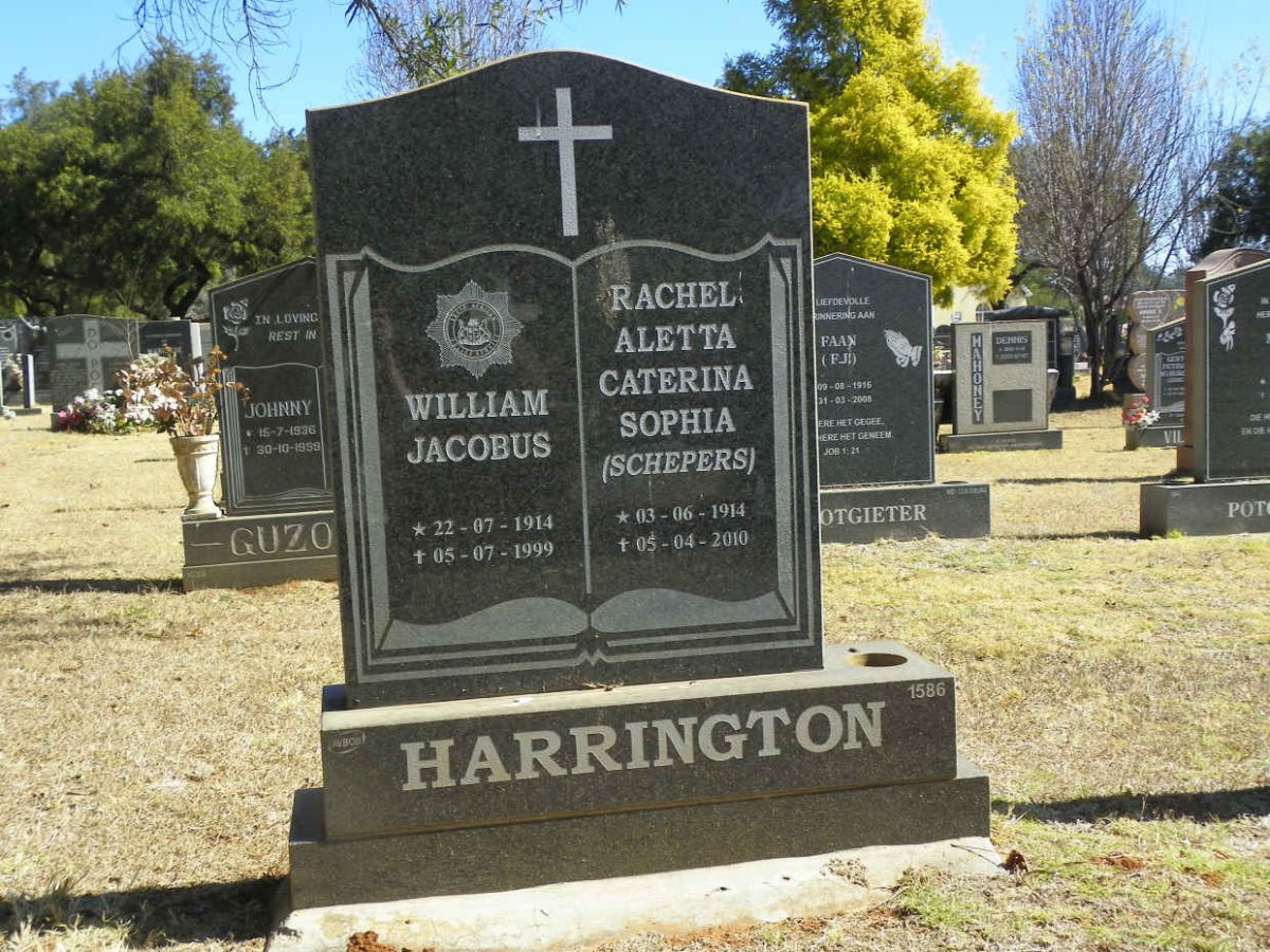 HARRINGTON William Jacobus 1914-1999 &amp; Rachel Aletta Caterina Sophia SCHEPERS 1914-2010