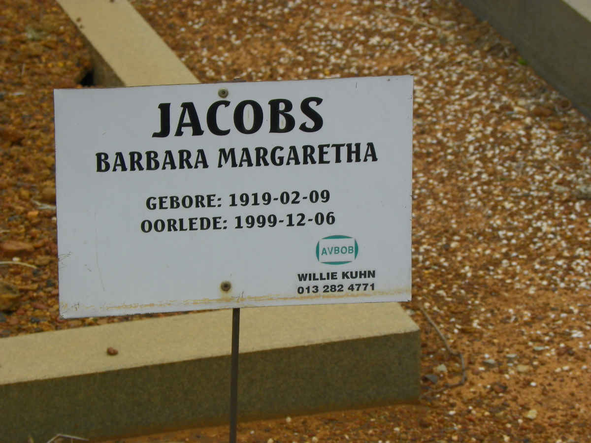 JACOBS Barbara Margaretha 1919-1999