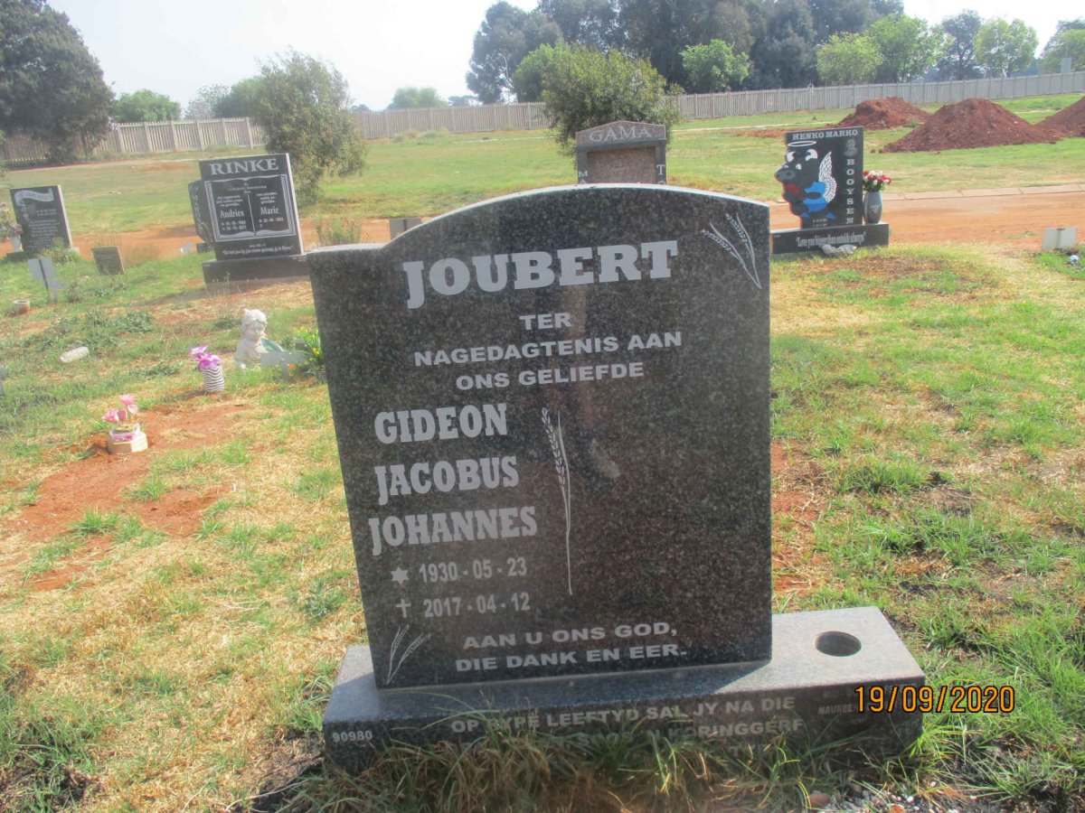 JOUBERT Gideon Jacobus Johannes 1930-2017