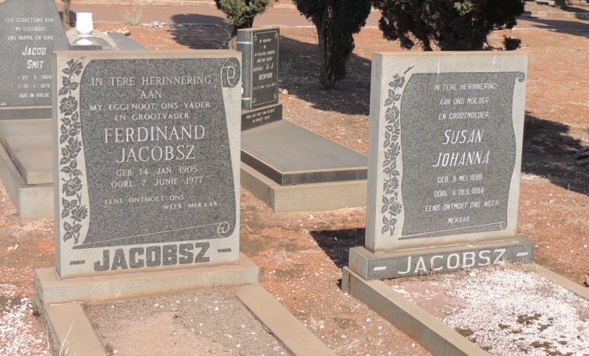 JACOBSZ Ferdinand 1905-1977 &amp; Susan Johanna 1899-1984