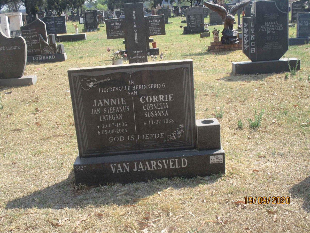 JAARSVELD Jan Stefanus Lategan, van 1936-2004 &amp; Cornelia Susanna 1938-
