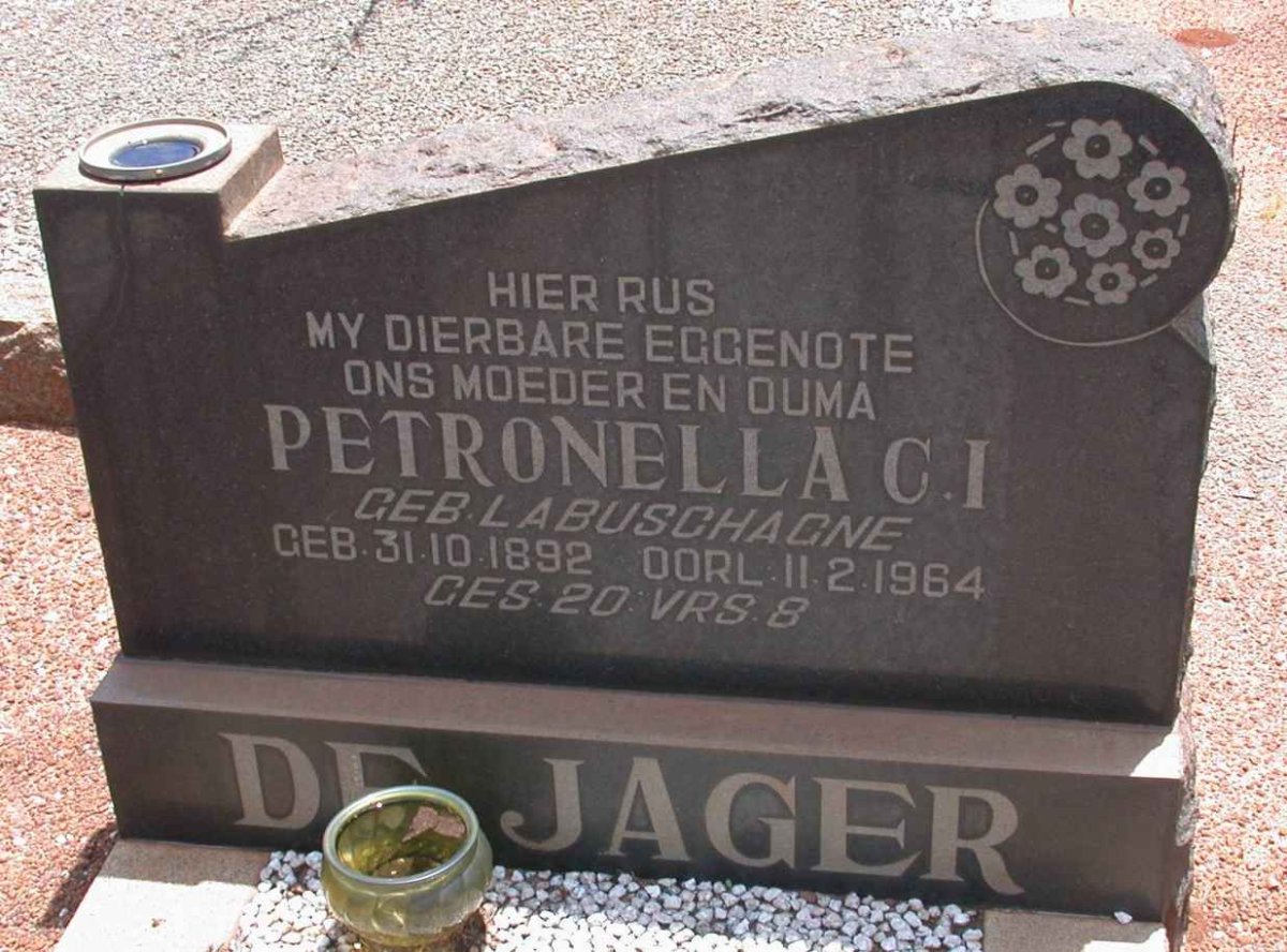 JAGER Petronella C.I., de nee LABUSCHAGNE 1892-1964
