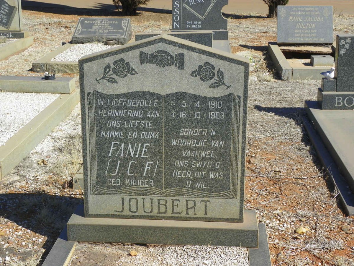 JOUBERT J.C.F. nee KRUGER 1910-1983