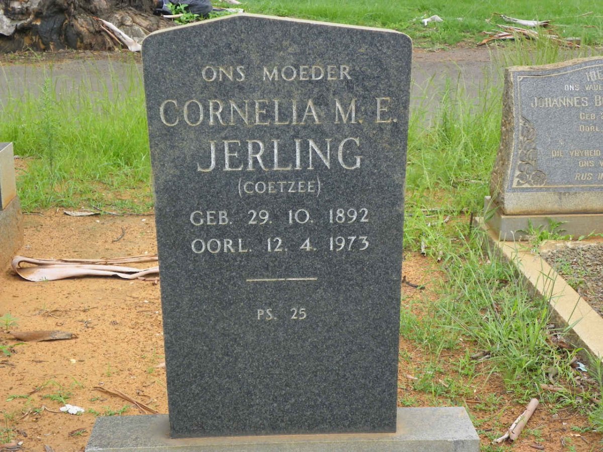 JERLING Cornelia M.E. nee COETZEE 1892-1973