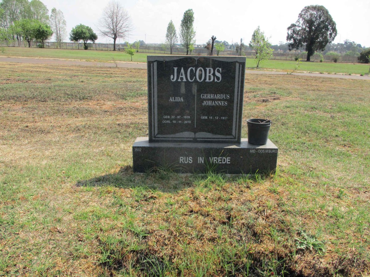 JACOBS Gerhardus Johannes 1937- &amp; Alida 1939-2010