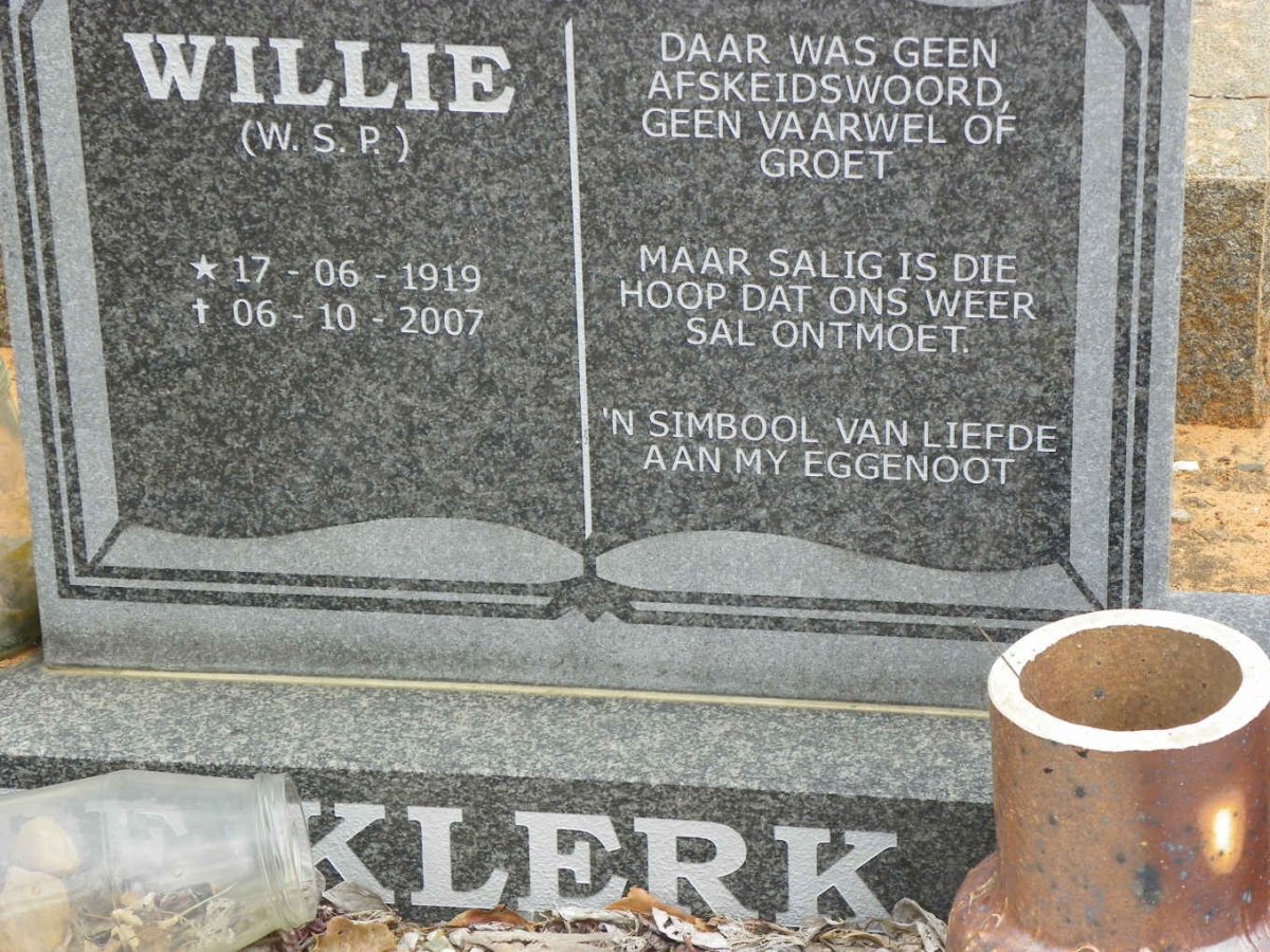 KLERK Willem Sterrenberg Pretorius, de 1919-2007