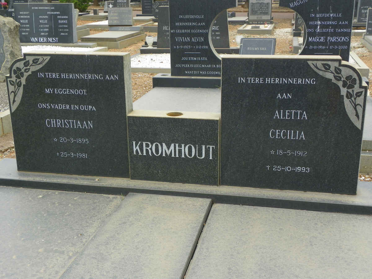 KROMHOUT Christiaan 1895-1981 &amp; Aletta Cecilia 1912-1993