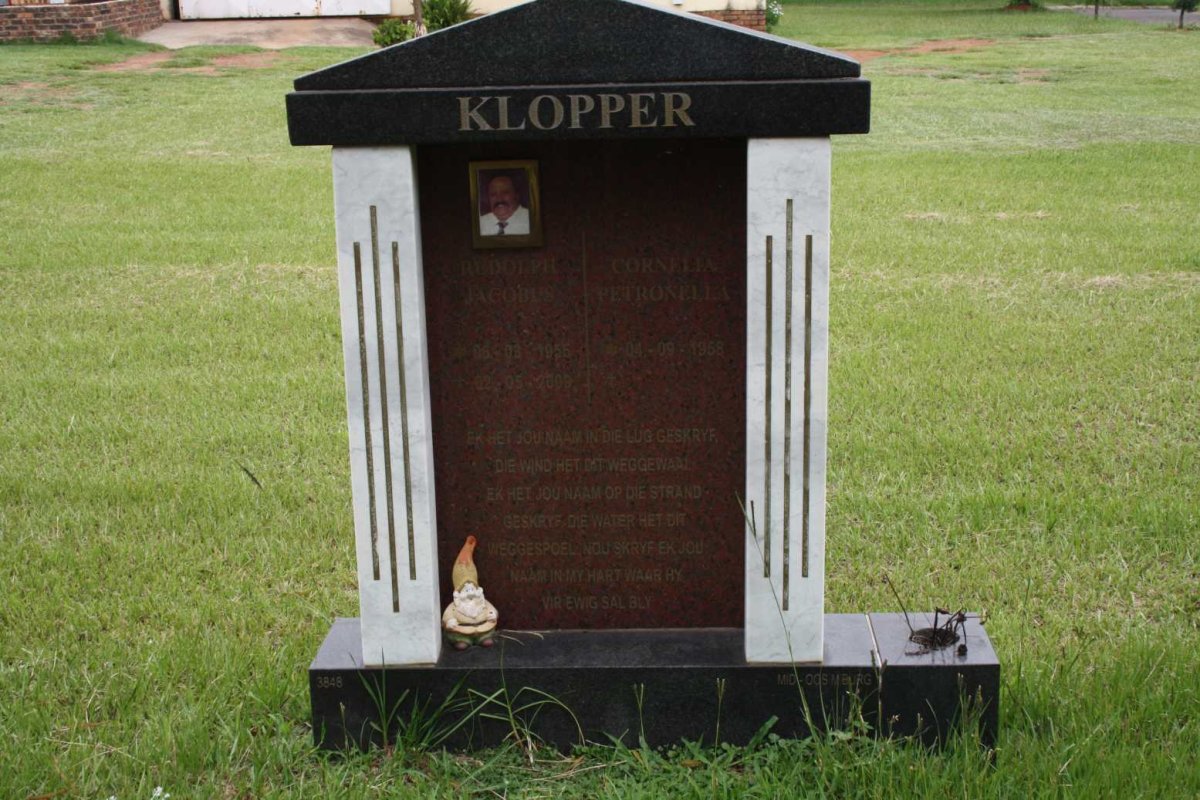KLOPPER Rudolph Jacobus 1955-2009 &amp; Cornelia Petronella 1958- #1