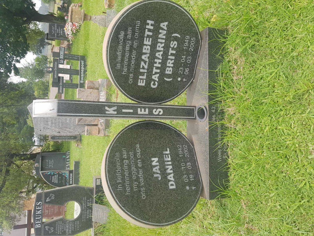 KIES Jan Daniel 1942-2002 &amp; Elizabeth Catharina BRITS 1949-2005