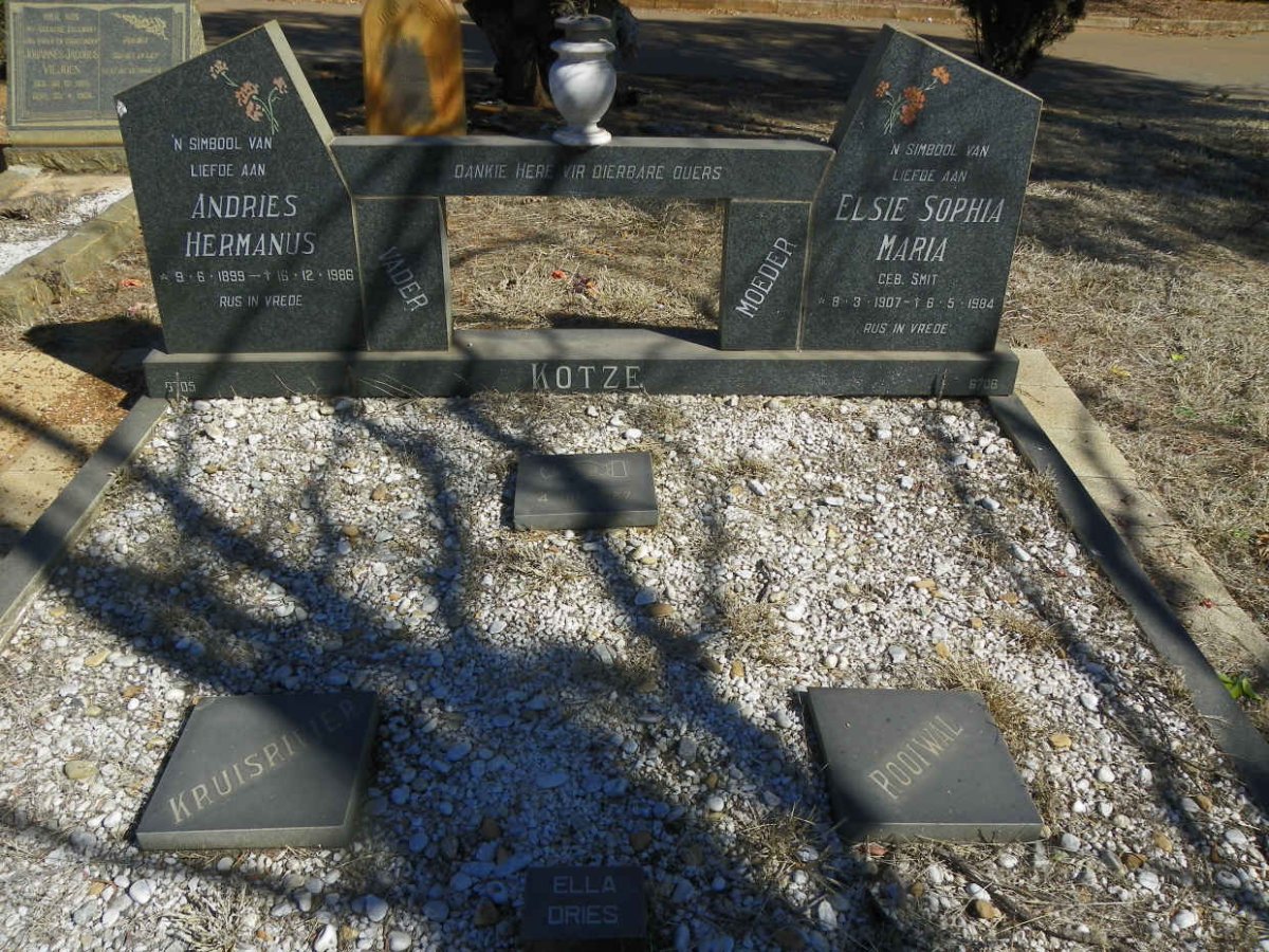 KOTZE Andries Hermanus 1899-1986 &amp; Elsie Sophia Maria SMIT 1907-1984