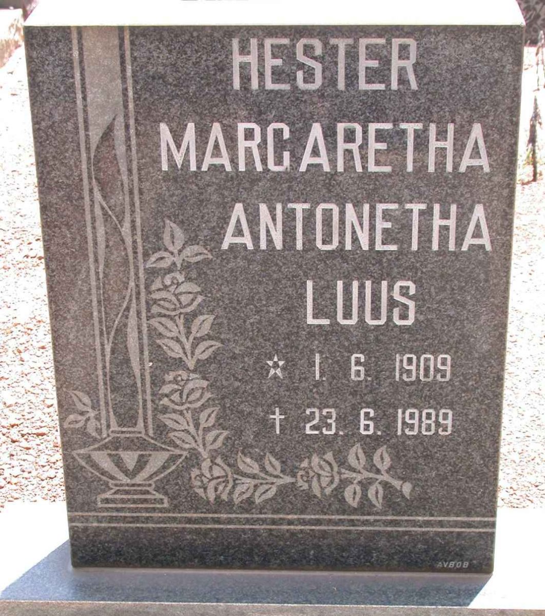 LUUS Hester Margaretha Antonetha 1909-1989
