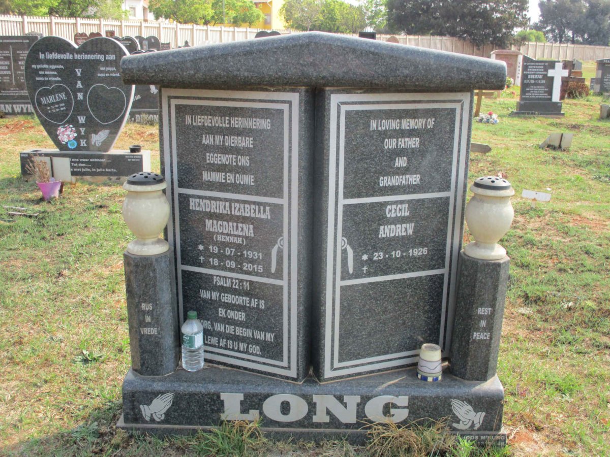LONG Cecil Andrew 1926- &amp; Hendrika Izabella Magdalena 1931-2015