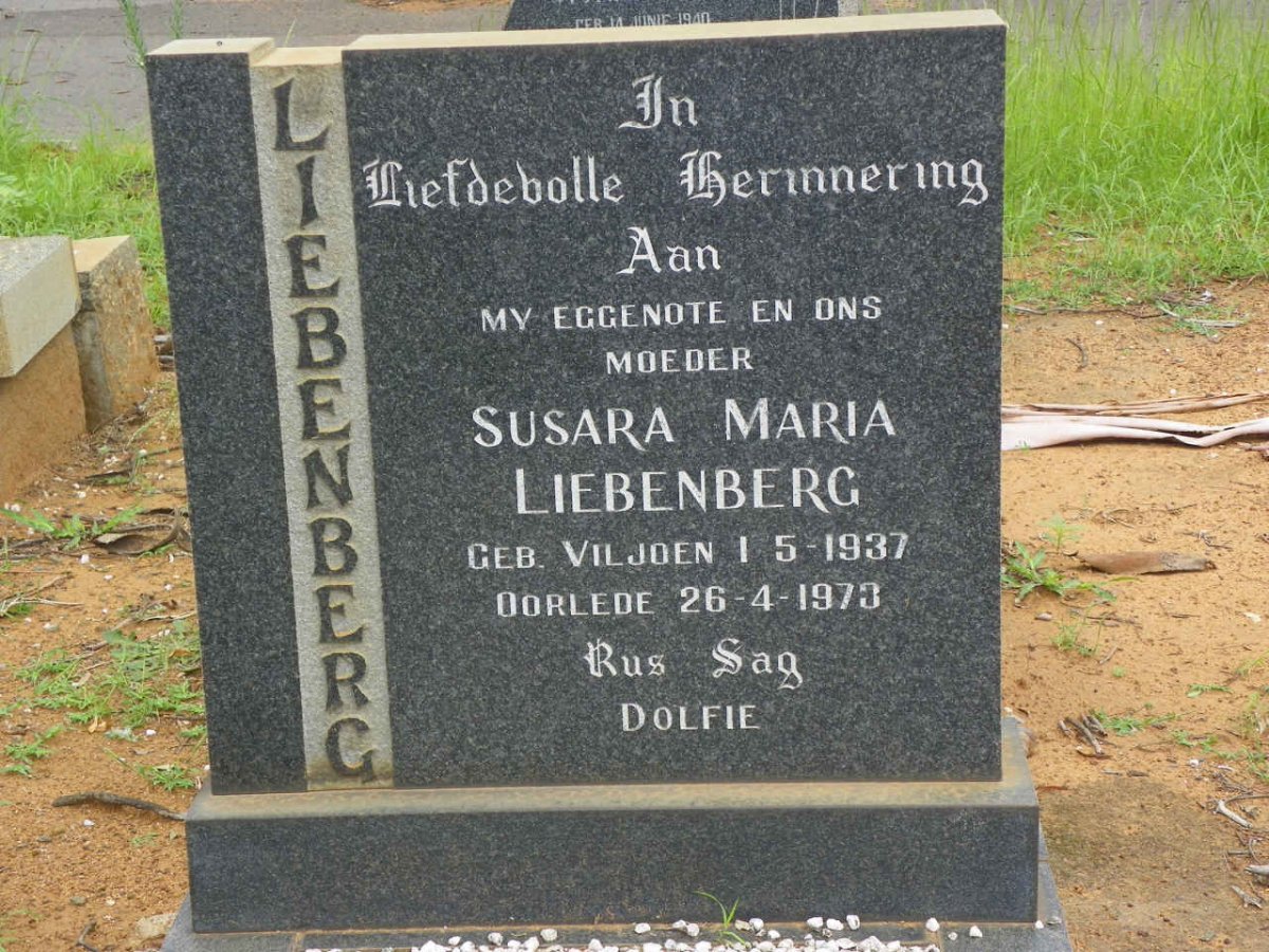 LIEBENBERG Susara Maria nee VILJOEN 1937-1973