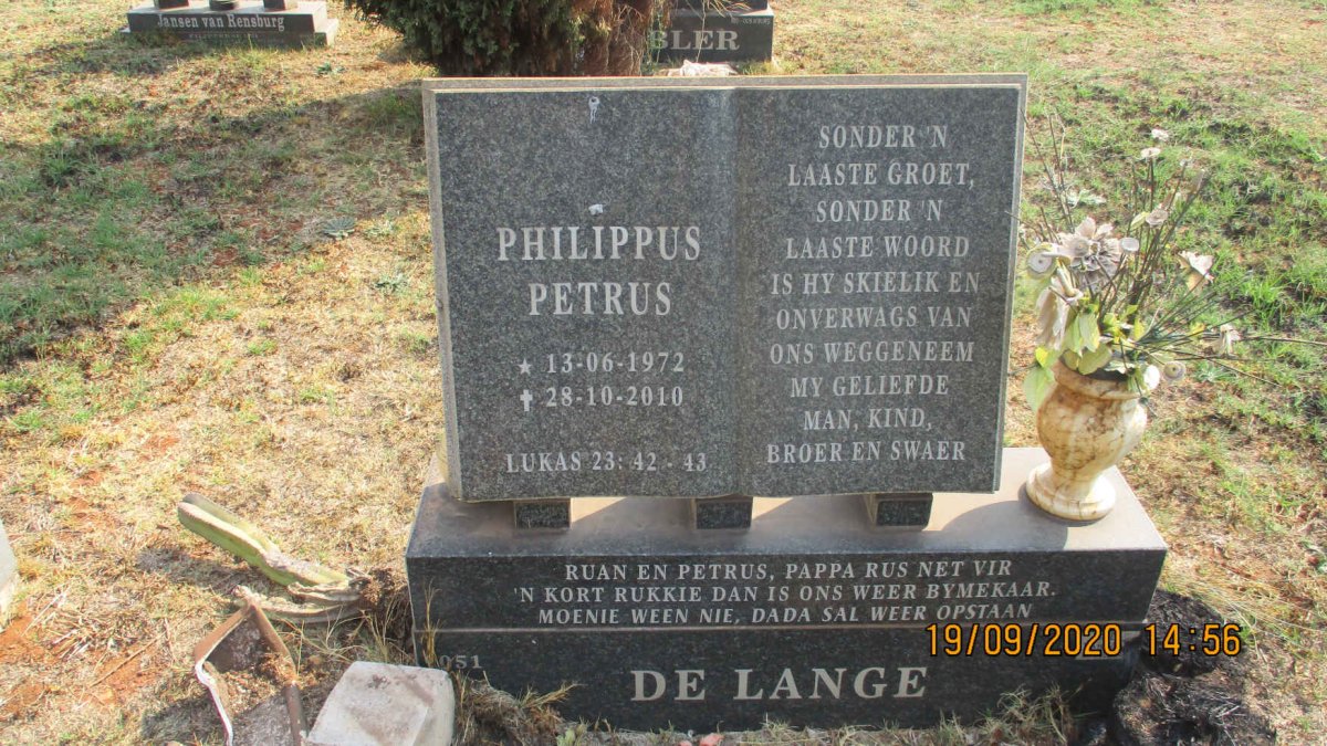 LANGE Philippus Petrus, de 1972-2010