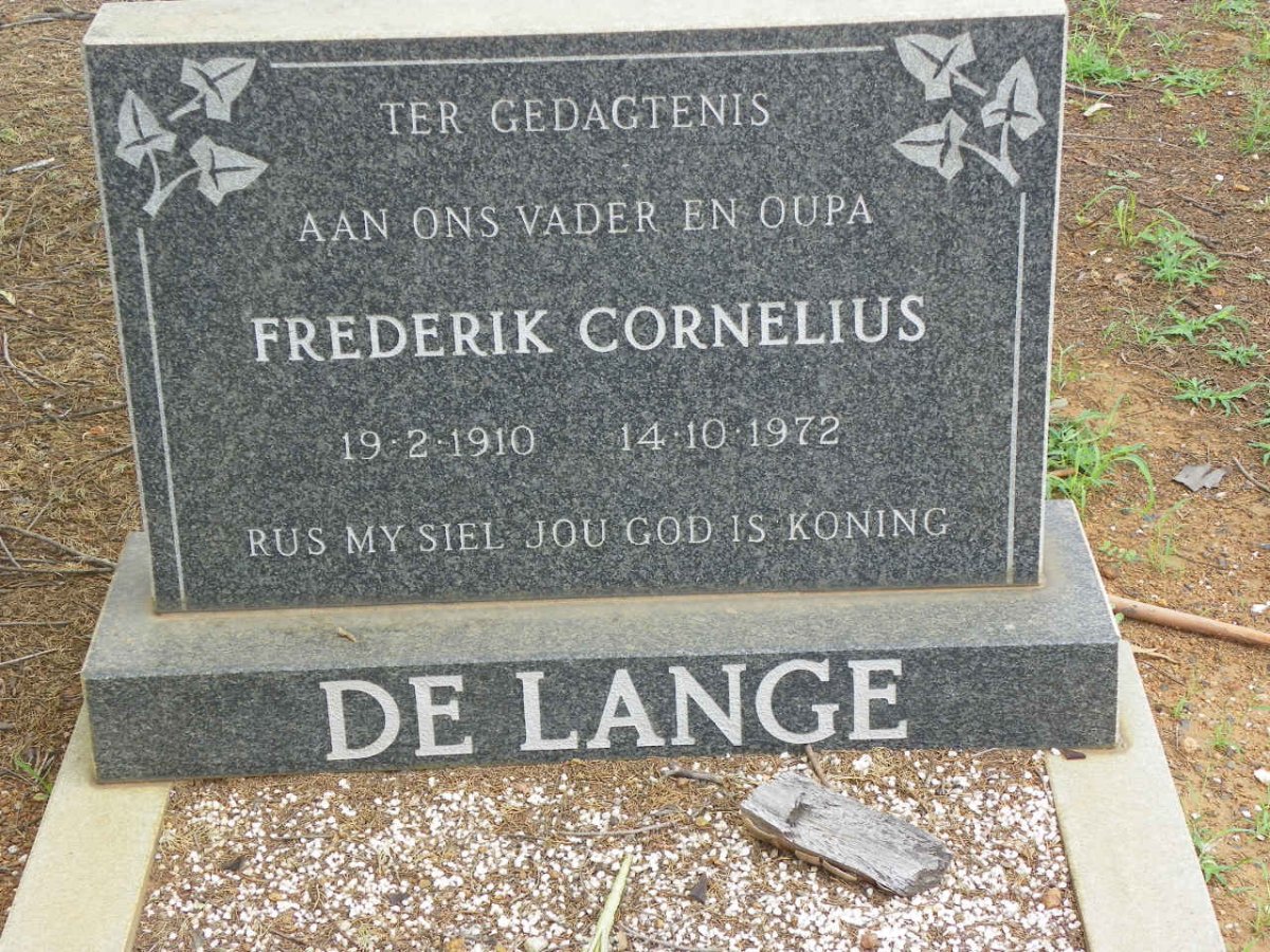 LANGE Frederik Cornelius, de 1910-1972