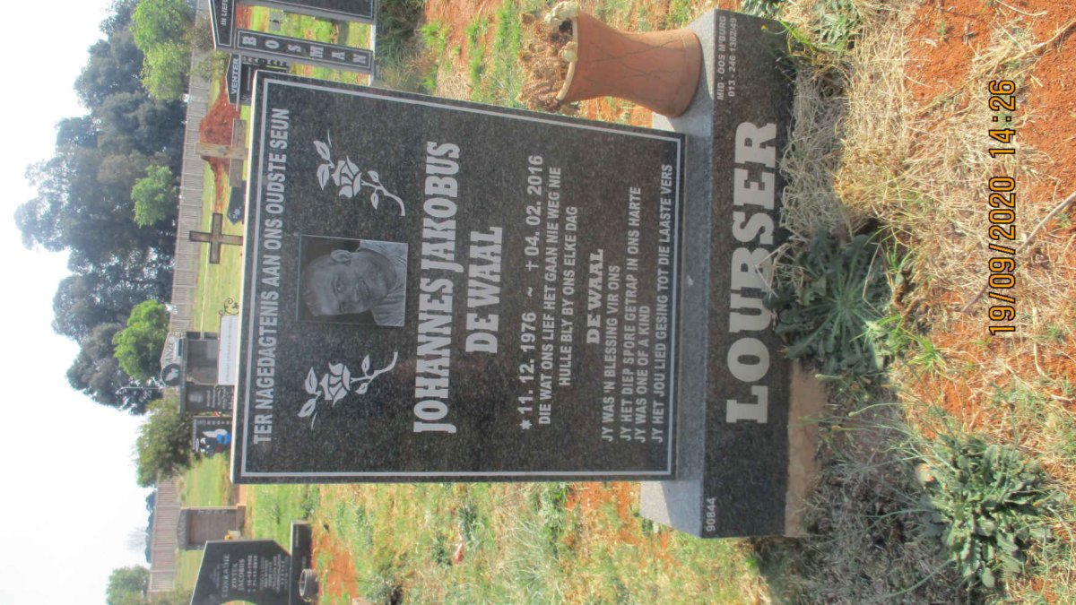 LOUBSER Johannes Jakobus de Waal 1976-2016