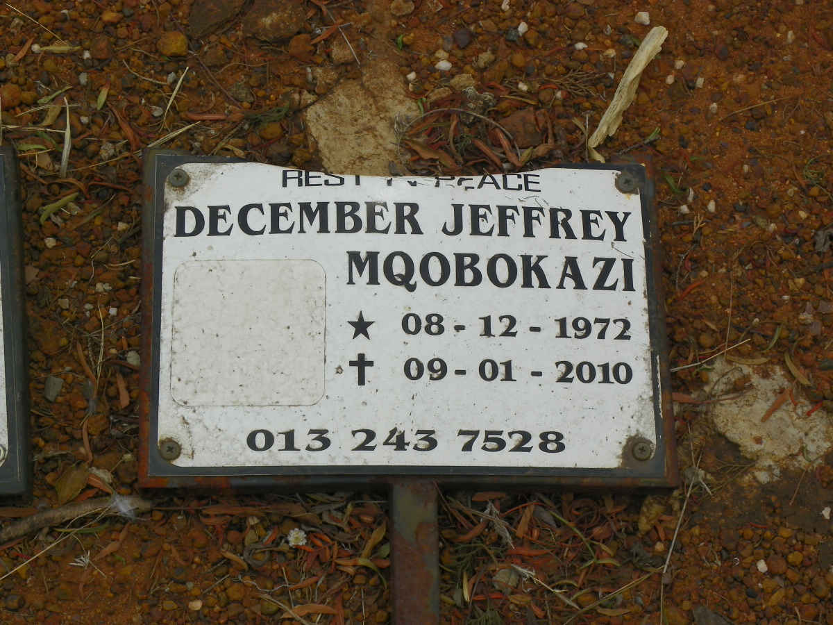 MQOBOKAZI December Jeffrey 1972-2010