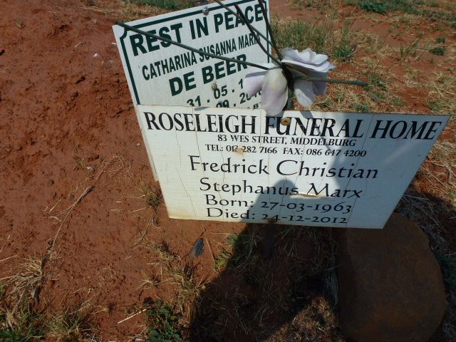 MARX Fredrick Christian Stephanus 1963–2012 :: DE BEER Catharina Susanna Maria 1930–2018