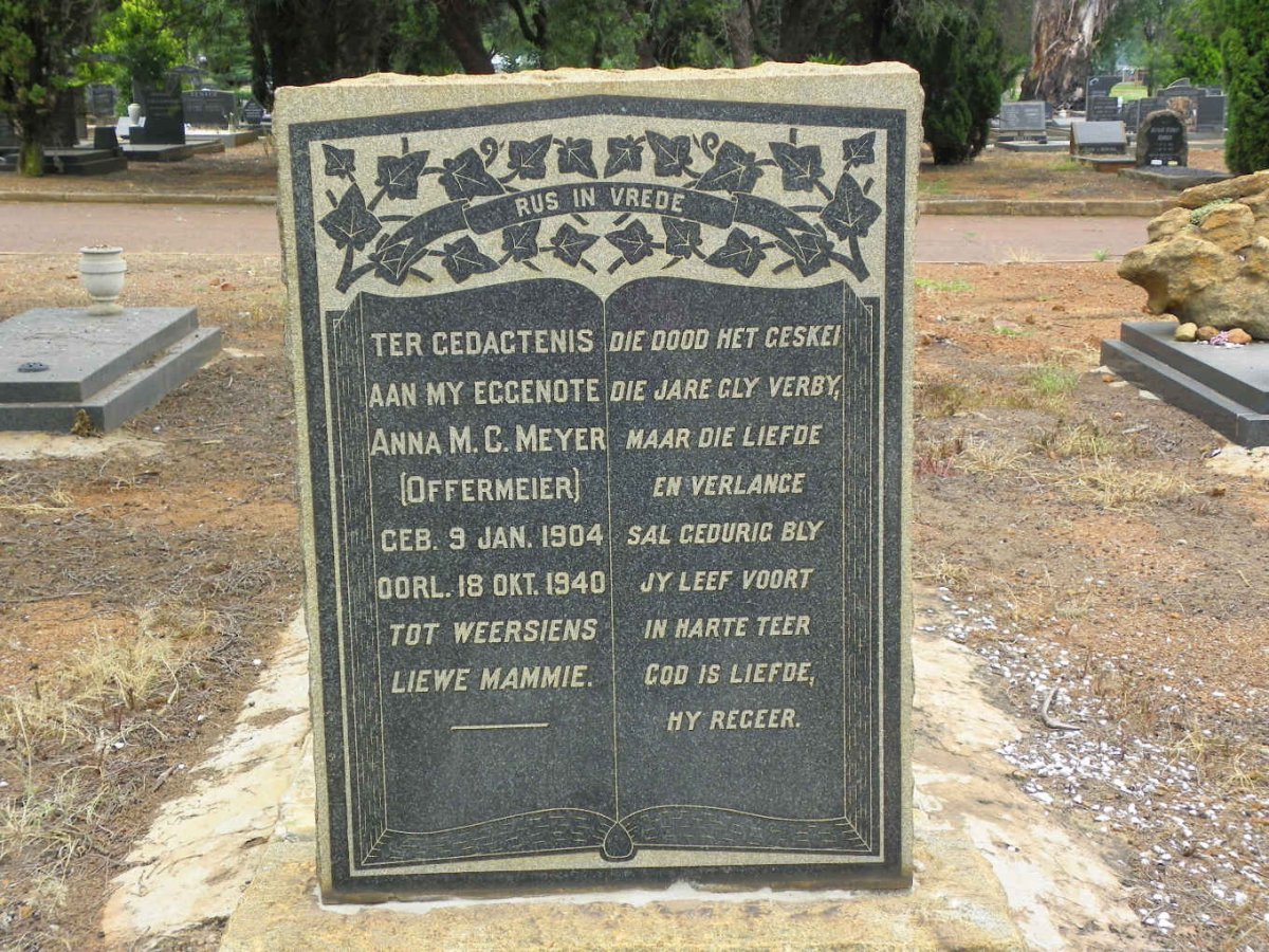 MEYER Anna M.C. nee OFFERMEIER 1904-1940