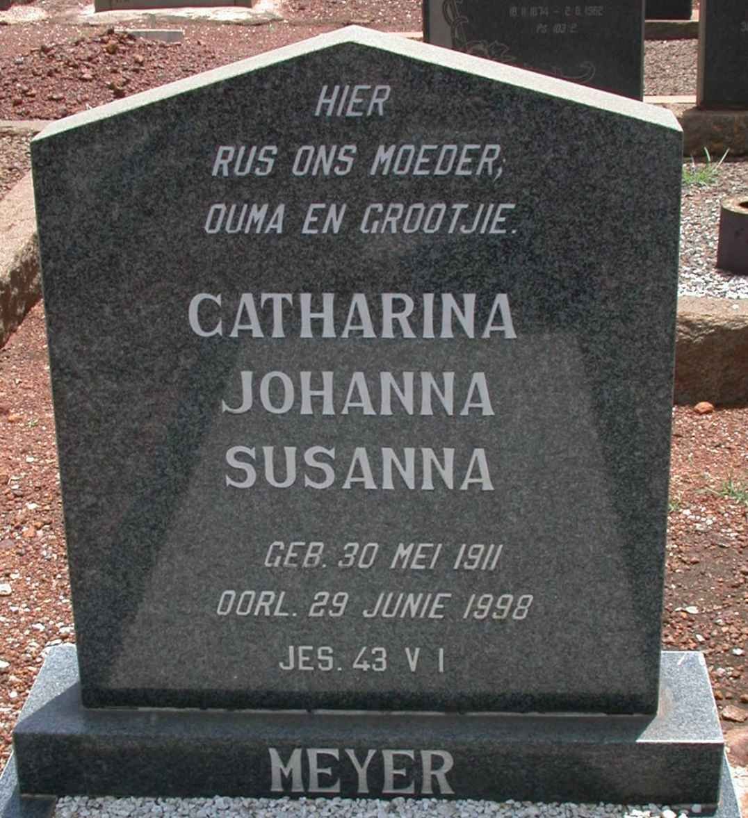 MEYER Catharina Johanna Susanna 1911-1998