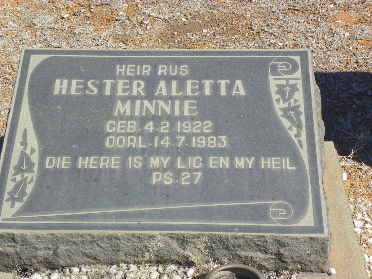 MINNIE Hester Aletta 1922-1983