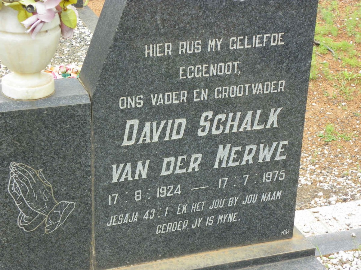 MERWE David Schalk, van der 1924–1975 &amp; Maria M.S. nee REINERS 1927–2001 #2