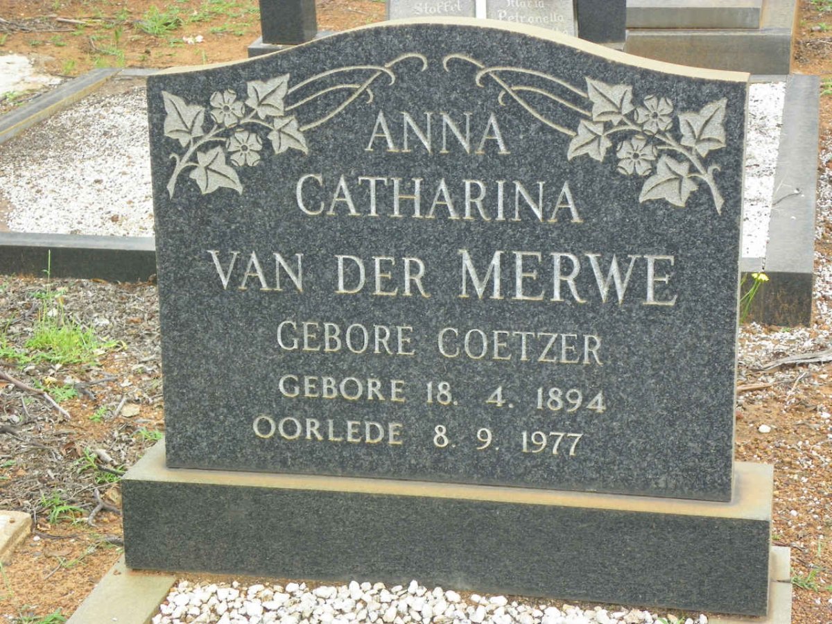 MERWE Anna Catharina, van der nee COETZER 1894-1977