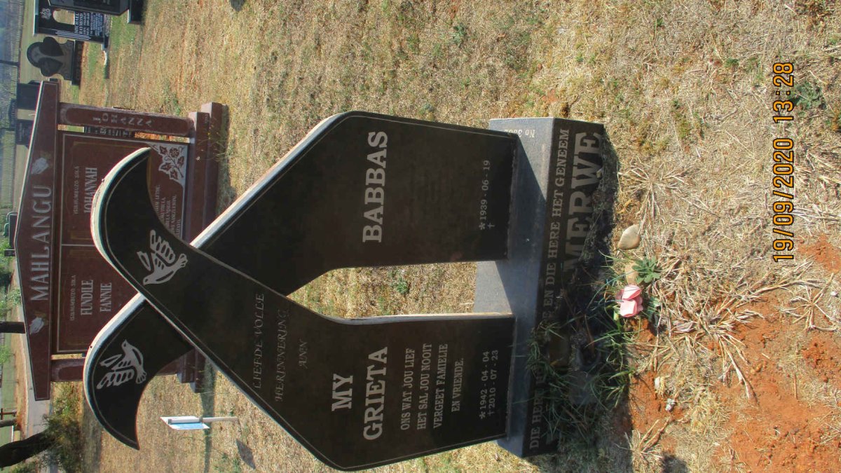 MERWE Babbas, van der 1939- &amp; Grieta 1942-2010