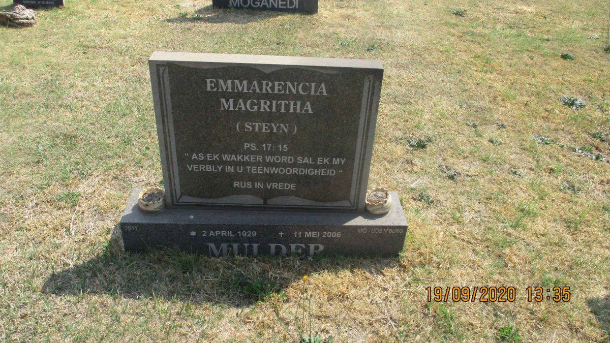 MULDER Emmarencia Magritha nee STEYN 1929-2006