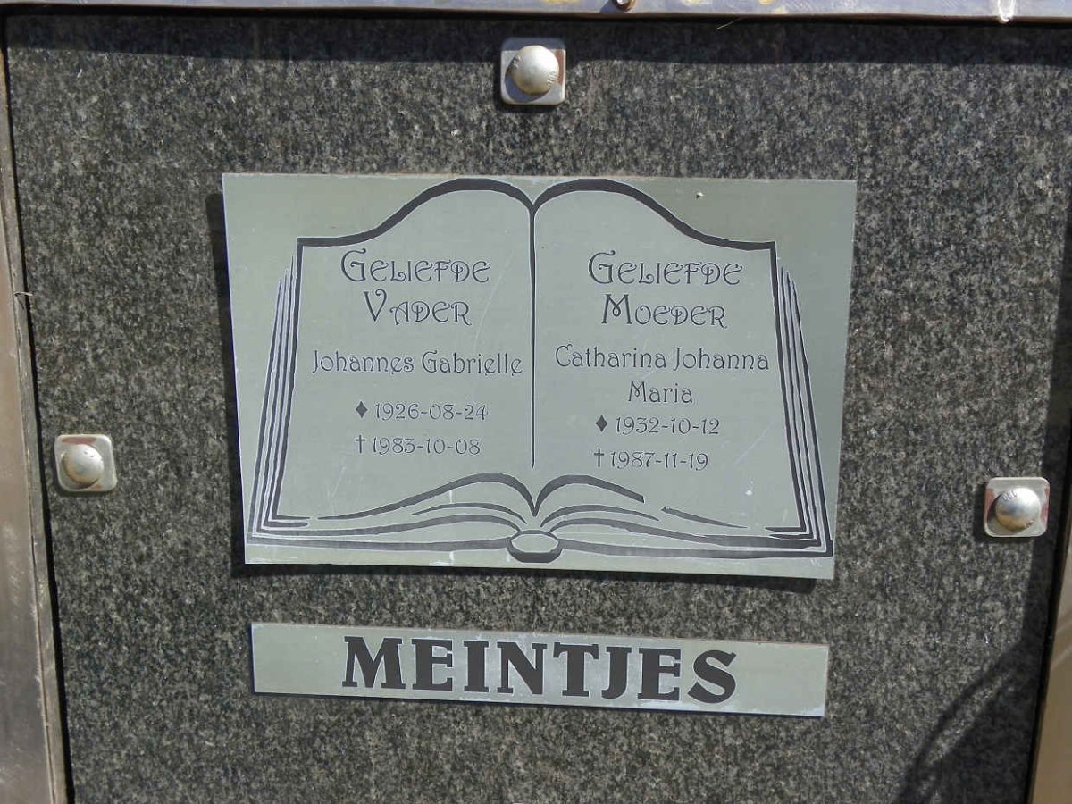 MEINTJES Johannes Gabrielle 1926-1983 &amp; Catharina Johanna Maria 1932-1987 #2