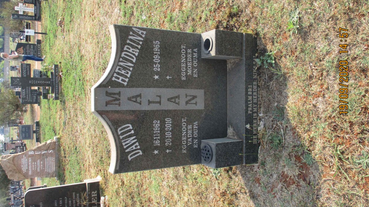 MALAN Dawid 1962-2010 &amp; Hendrina1965-