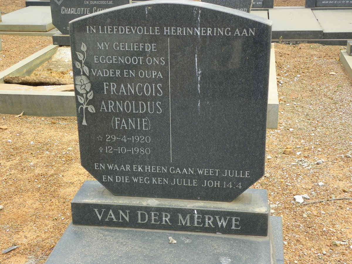 MERWE Francois Arnoldus, van der 1920-1980