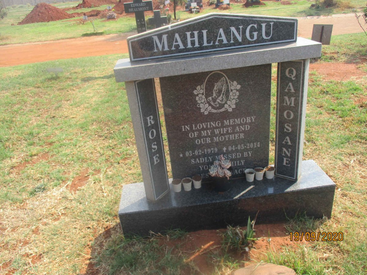 MAHLANGU Qamosane Rose 1979-2014
