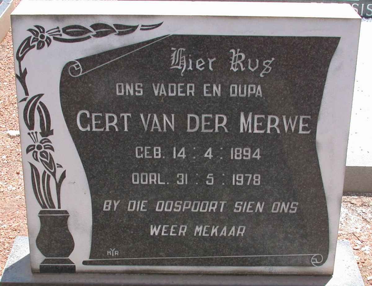 MERWE Gert, van der 1894-1978