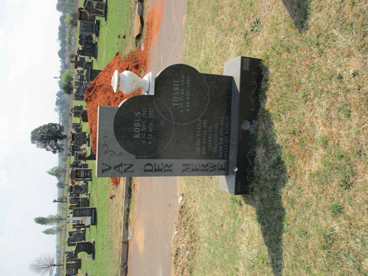 MERWE Kobus, van der 1941-2007 &amp; Tossie 1938-2006