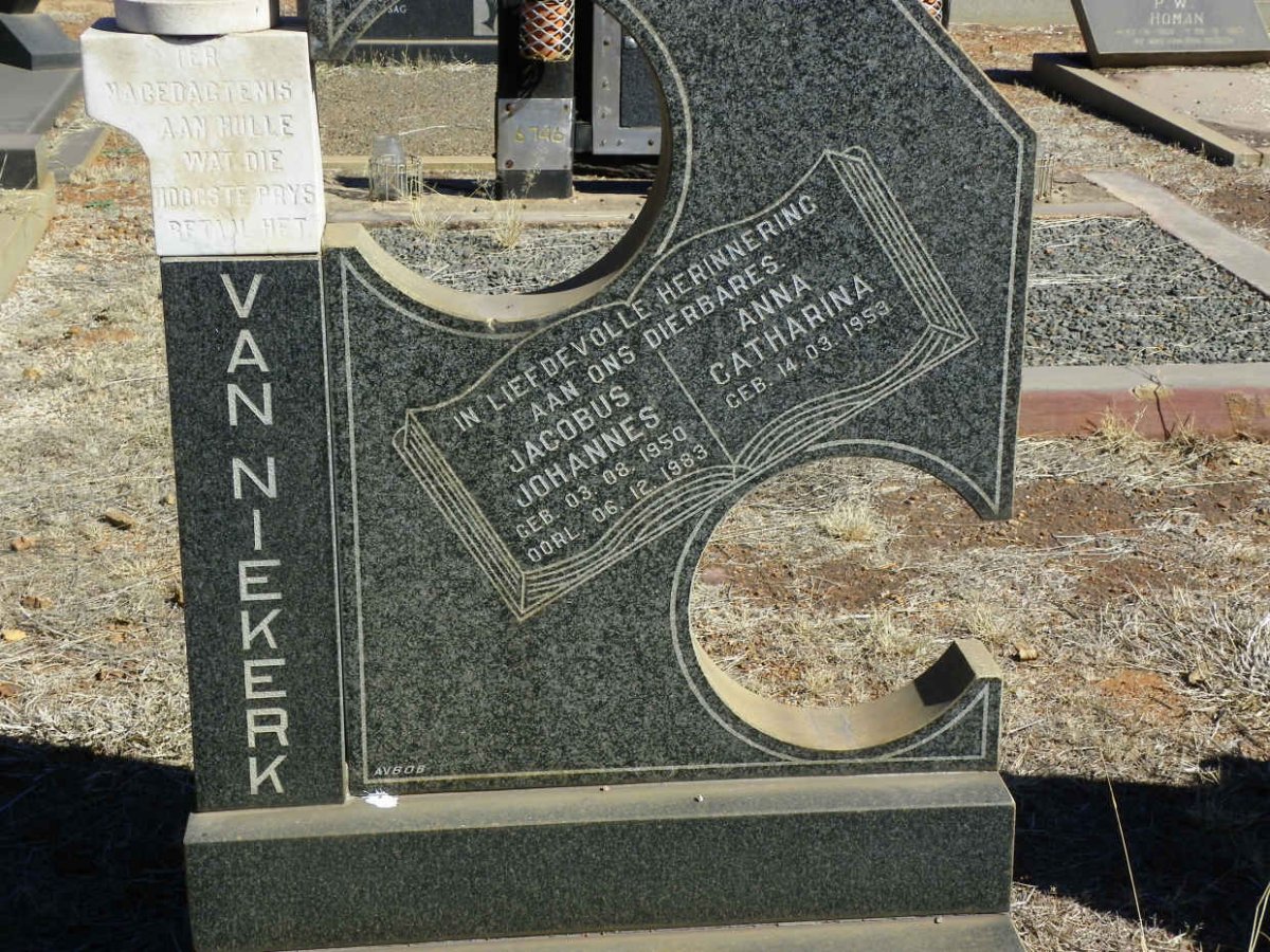 NIEKERK Jacobus Johannes, van 1950-1983 &amp; Anna Catharina 1953-