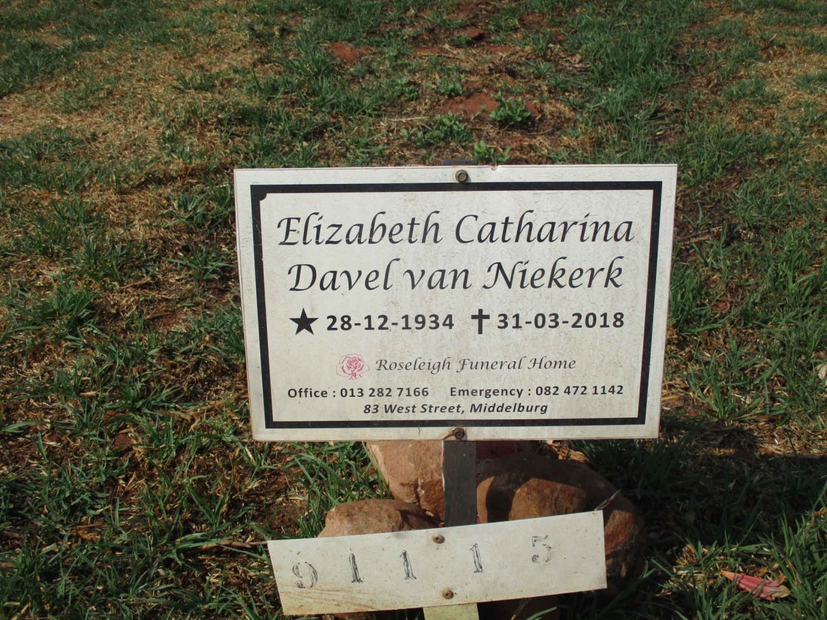 NIEKERK Elizabeth Catharina Davel, van 1934-2018