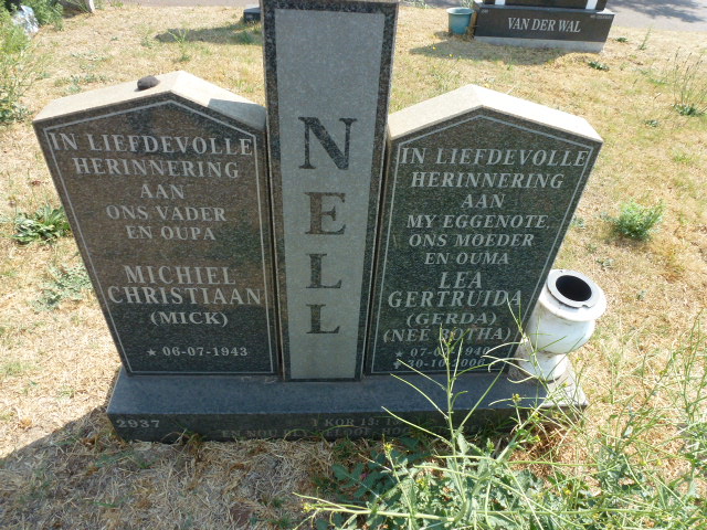 NELL Michiel Christiaan 1943- &amp; Lea Gertruida BOTHA 194?-2006