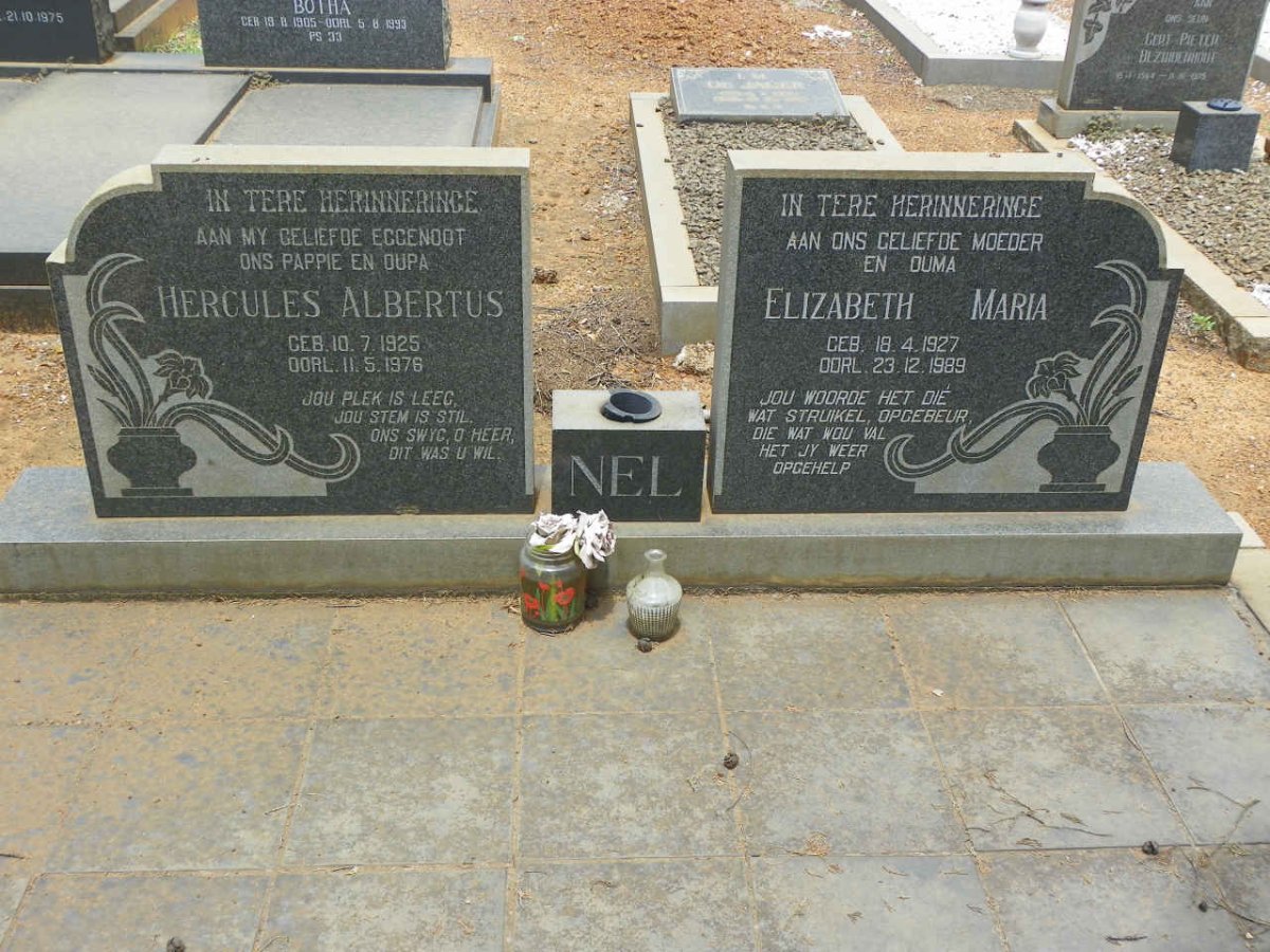 NEL Hercules Albertus 1925-1976 &amp; Elizabeth Maria 1927-1989
