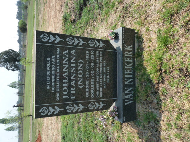 NIEKERK Johanna Fransina, van 1929-2010