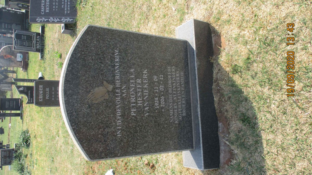 NIEKERK Petronella Hester, van 1924-2006