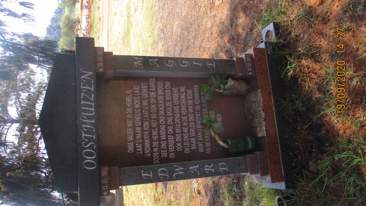 OOSTHUIZEN Edward 1955- &amp; Maggie 1962-2013