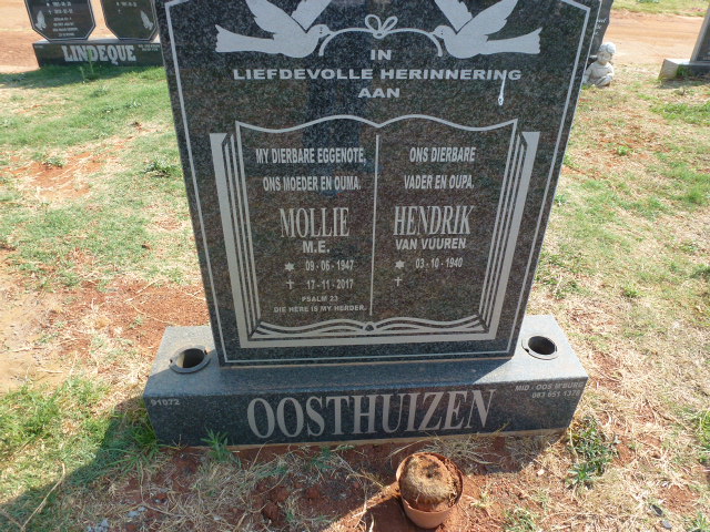OOSTHUIZEN Hendrik van Vuuren 1940- &amp; M.E. 1947-2017