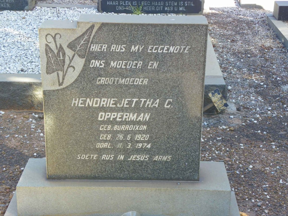 OPPERMAN Hendriejettha C. nee BURRDIXON 1920-1974